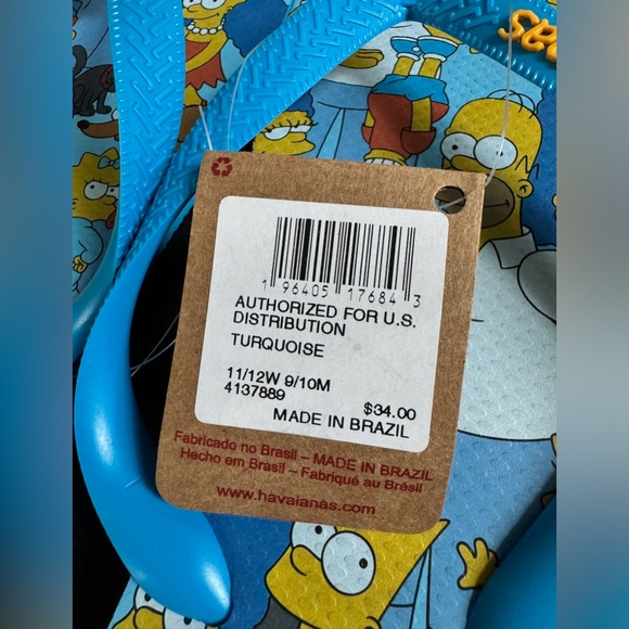 🆕 HAVAIANAS | Simpsons Brazilian Flip Flops - 11/12W - Picture 2 of 6
